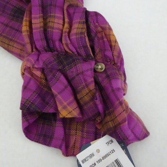 Democracy Ruffle Neck Shirt Blouse Plus Women's Plus Size 2X Purple Plaid - Picture 6 of 9